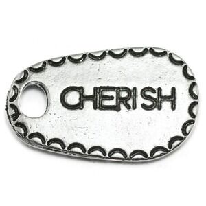 6pcs Cherish Charms Silvertone Metal message affirmation honesty, jewelry making